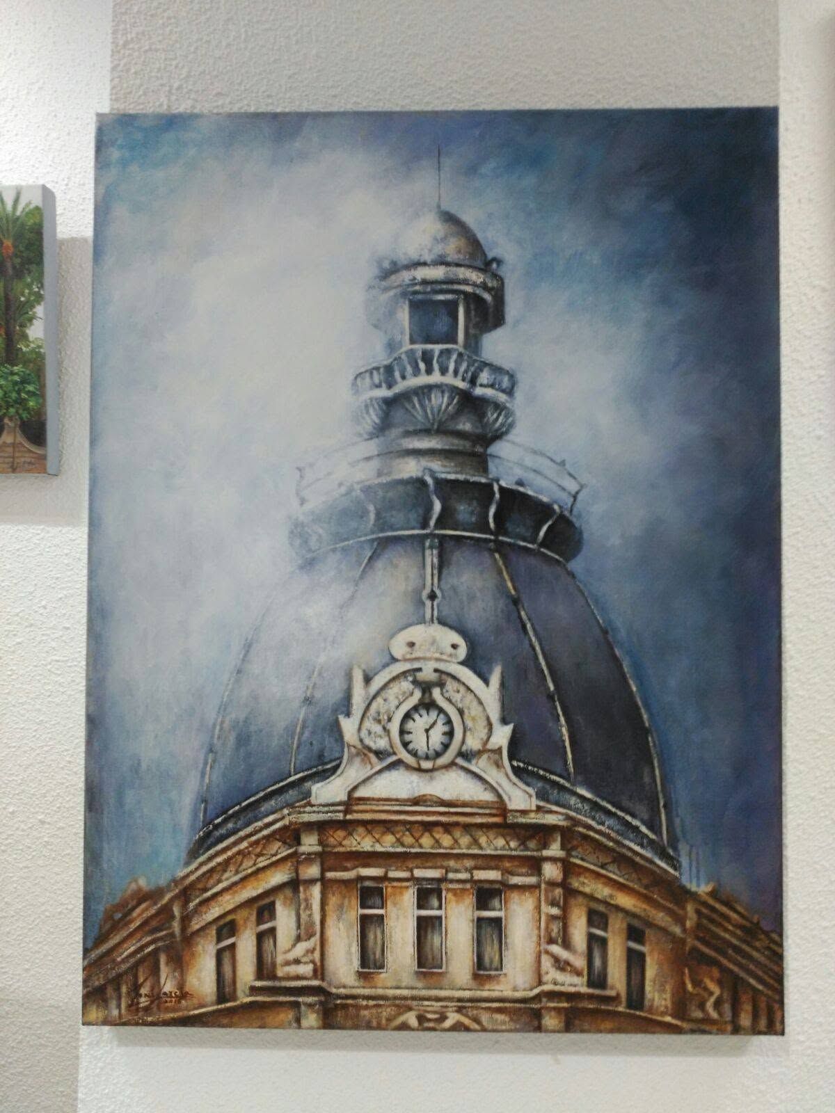 Pintura de la cúpula de un edificio modernista de Cartagena